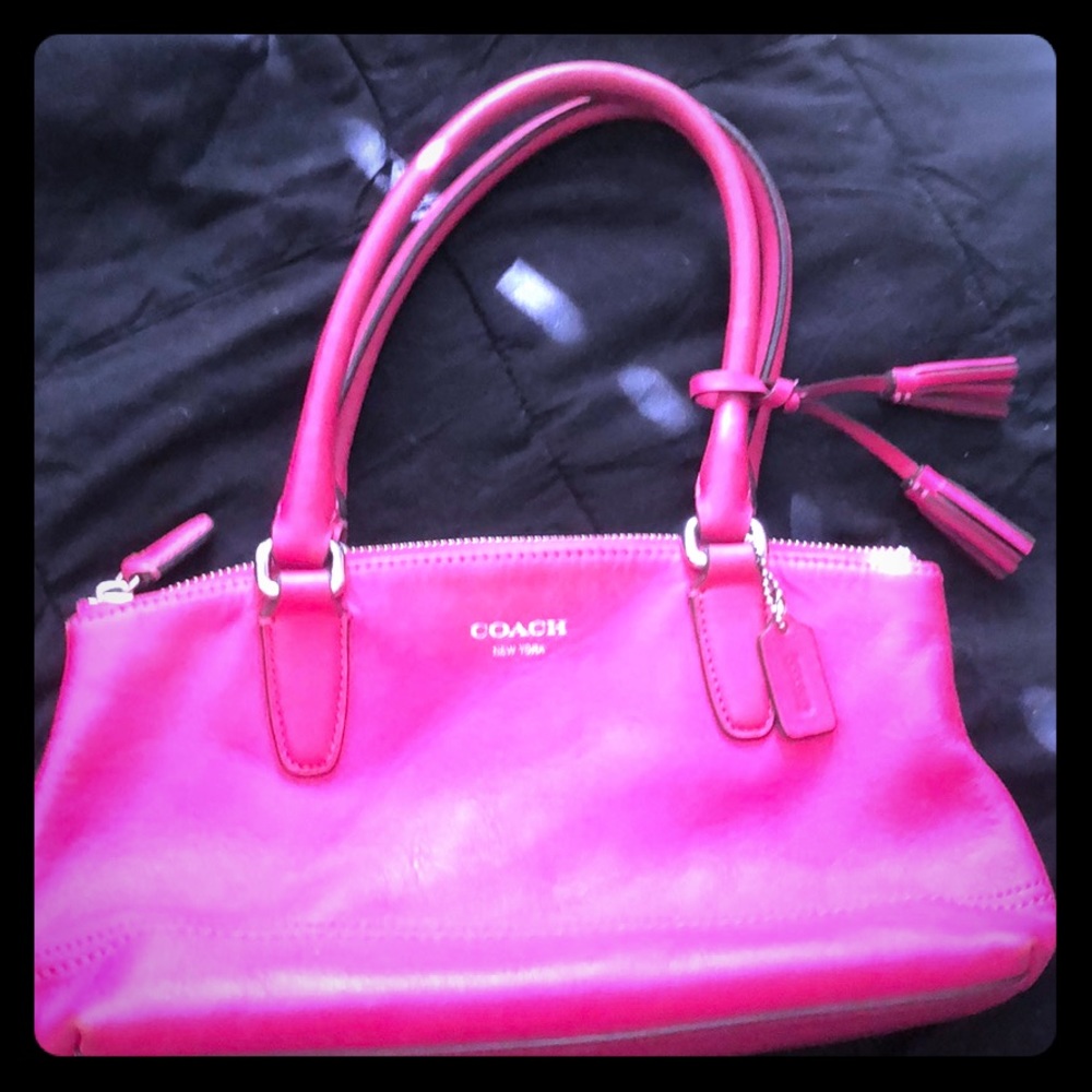 COACH LEATHER MINI RORY BAG MAGENTA PINK FUCHSIA